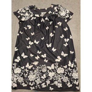 Anthony Richards Kaftan Black & White Floral Butterfly Print Womens Dress